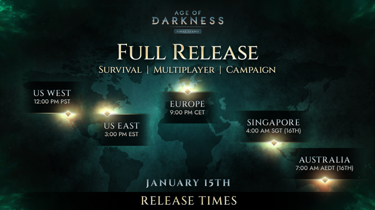 PC Game／《Age of Darkness: Final Stand》Full Release & Multiplayer Launch Times