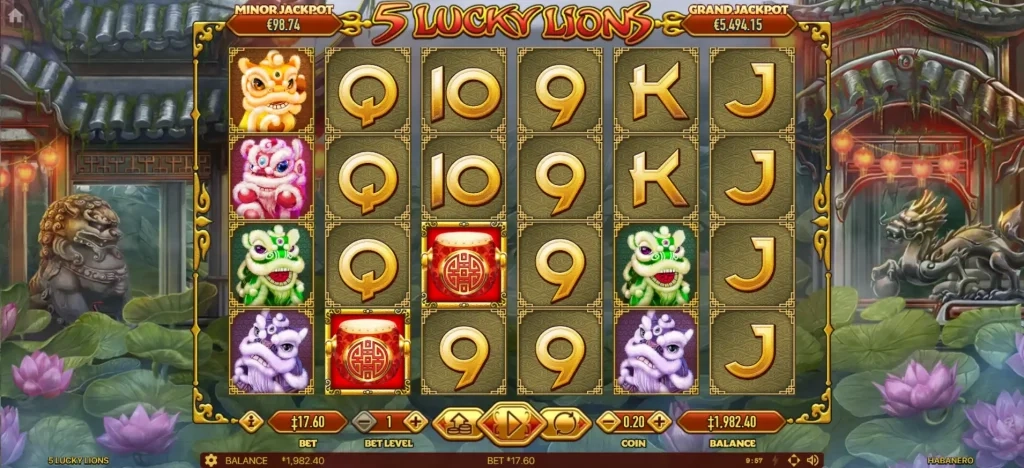 5럭키 라이언스 gameplay presenting different game symbols