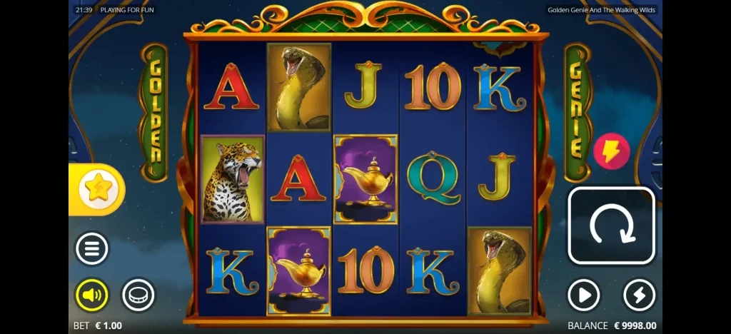 골든 지니 gameplay showing different game logos