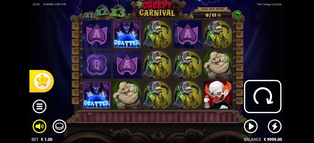 더 크리피 카니발 gameplay showing symbols