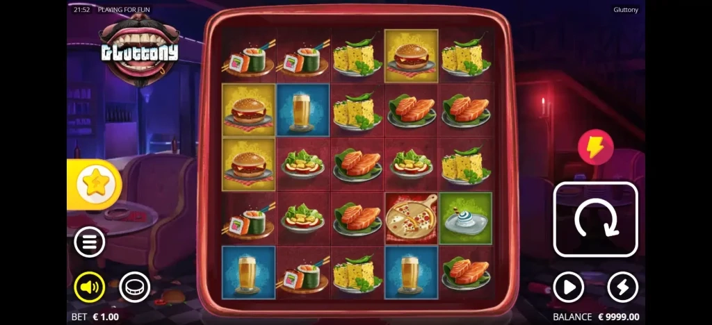 글루터니 gameplay where it shows different game symbols