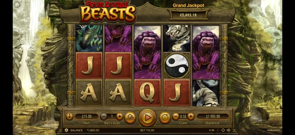 4 디바인 비스트 gameplay showcasing its features and symbol for slots.