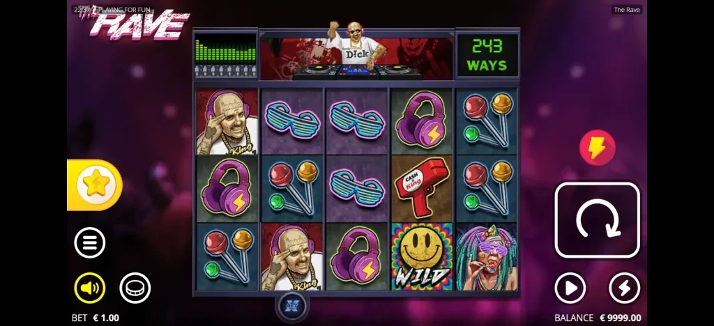 더 레이브 gameplay showing different slot symbol