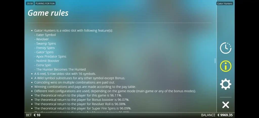 Presenting different game rules in 게이터 헌터스